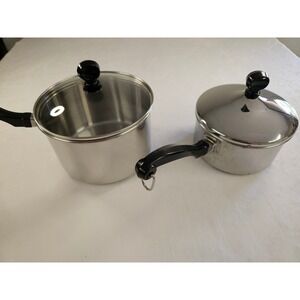 Farberware Stainless Steel Saucepan Set 1QT and 2QT Pots with Lids 2 Piece